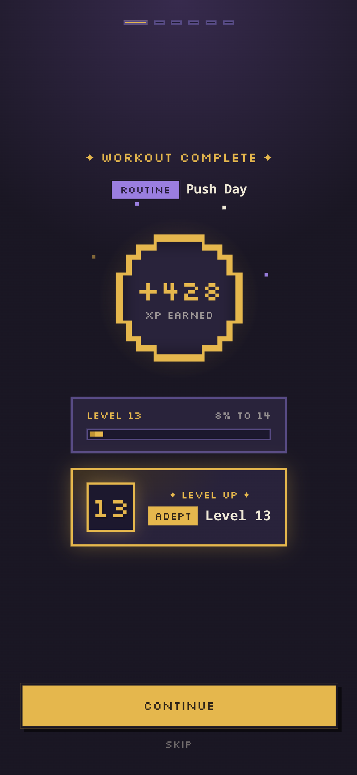 Liftlore workout complete screen